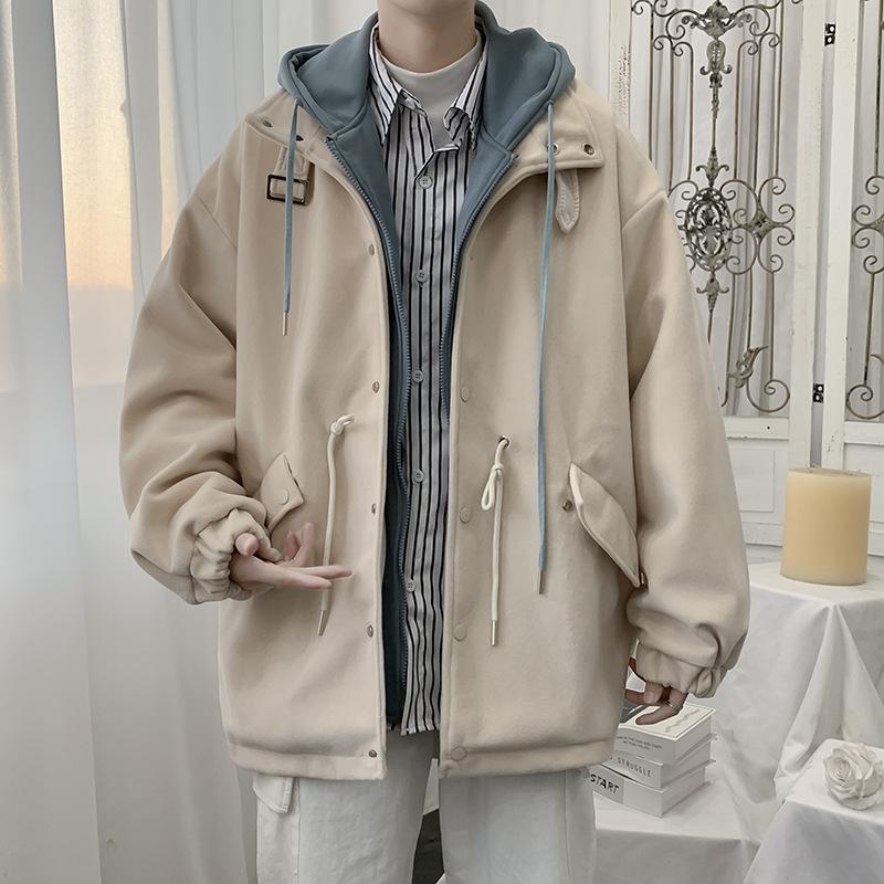 Мужская весенняя повседневная свободная ветровка с капюшоном M абрикосовый