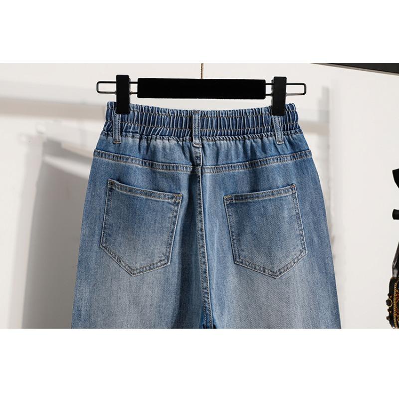 DIMANAF 2026 Spring Summer Women Plus Size Loose Jeans New Fashion Lady Denim Long Pants Oversized Bottoms