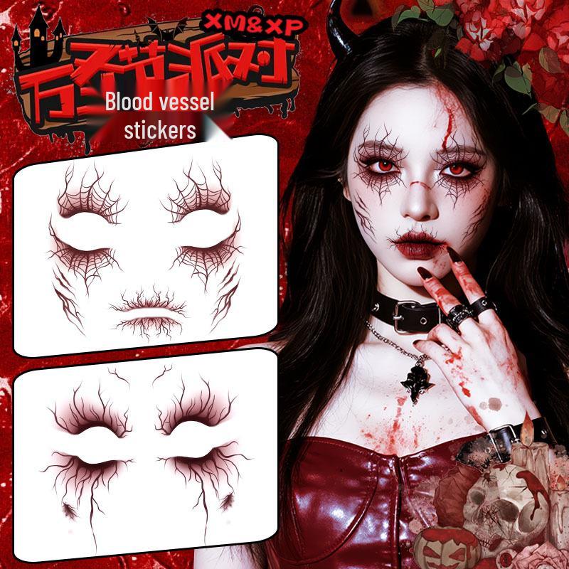 Halloween Waterproof Bloodshot Vein Tattoo Stickers for Party and Role-playing