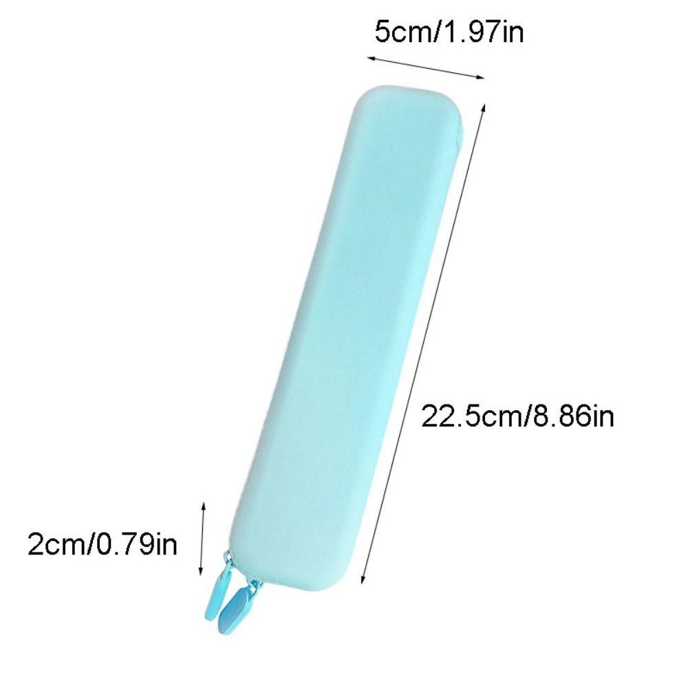 Multifunctional Pen Bag Solid Color Stationery Storage Bag Simple Silicone Pencil Case Friends