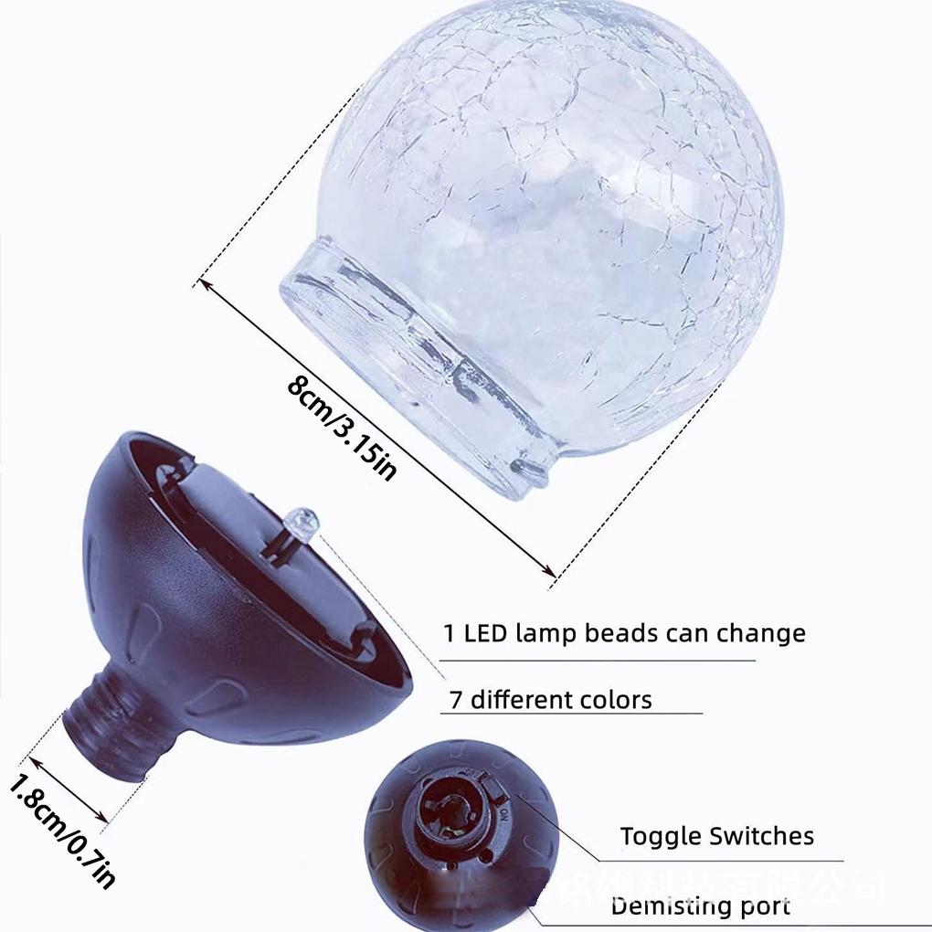 

2025 Новые садовые солнечные светильники Треснувший стеклянный шар Водонепроницаемые светодиодные светильники для наружного декора Украшения Дорожка Патио Двор Газон Black