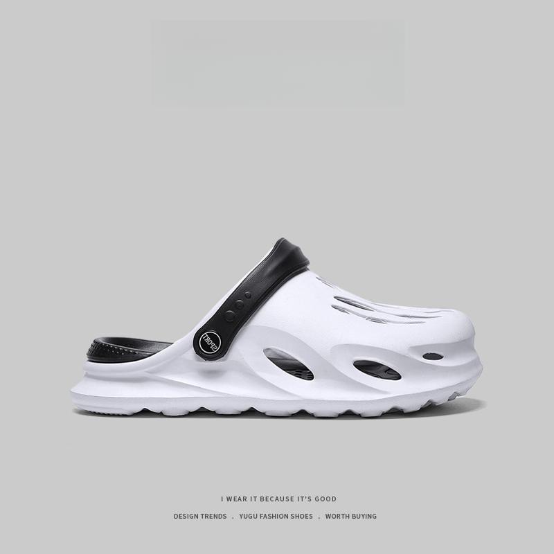 

Летние МУЖСКИЕ МОДНЫЕ пляжные сандалии сабо на толстой подошве Тапочки водонепроницаемые нескользящие сандалии Шлепанцы нескользящие мягкие туфли из ЭВА с отверстиями 45 белый