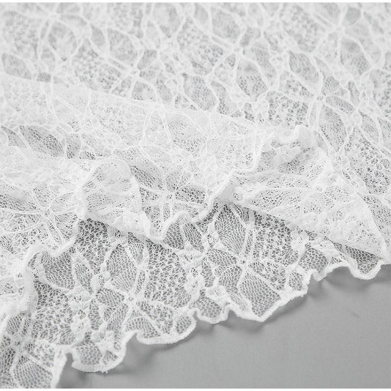 Spring and Summer Fashionable and Sexy 2-Piece Temperament Transparent Satin Lace Long Sleeved Top and Low Waist Skirt Set