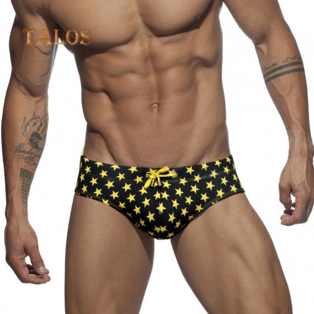 TALOS Herren Sommer Strand Kordelzug Sternenmuster Badehose Badebekleidung Slips Unterwäsche