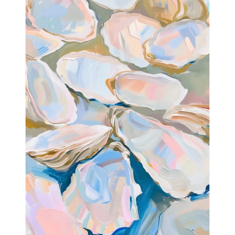 Pink Watercolor Ocean Waves Seascape Poster Oyster Shell Beach Umbrella Surfing Canvas Printing Wall Art Picture Home Decor