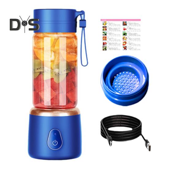 

Мини-соковыжималка для фруктов с лезвиями из нержавеющей стали, большой емкости, без BPA, перезаряжаемый, легко моющийся, беспроводной блендер, электрический миксер A синий