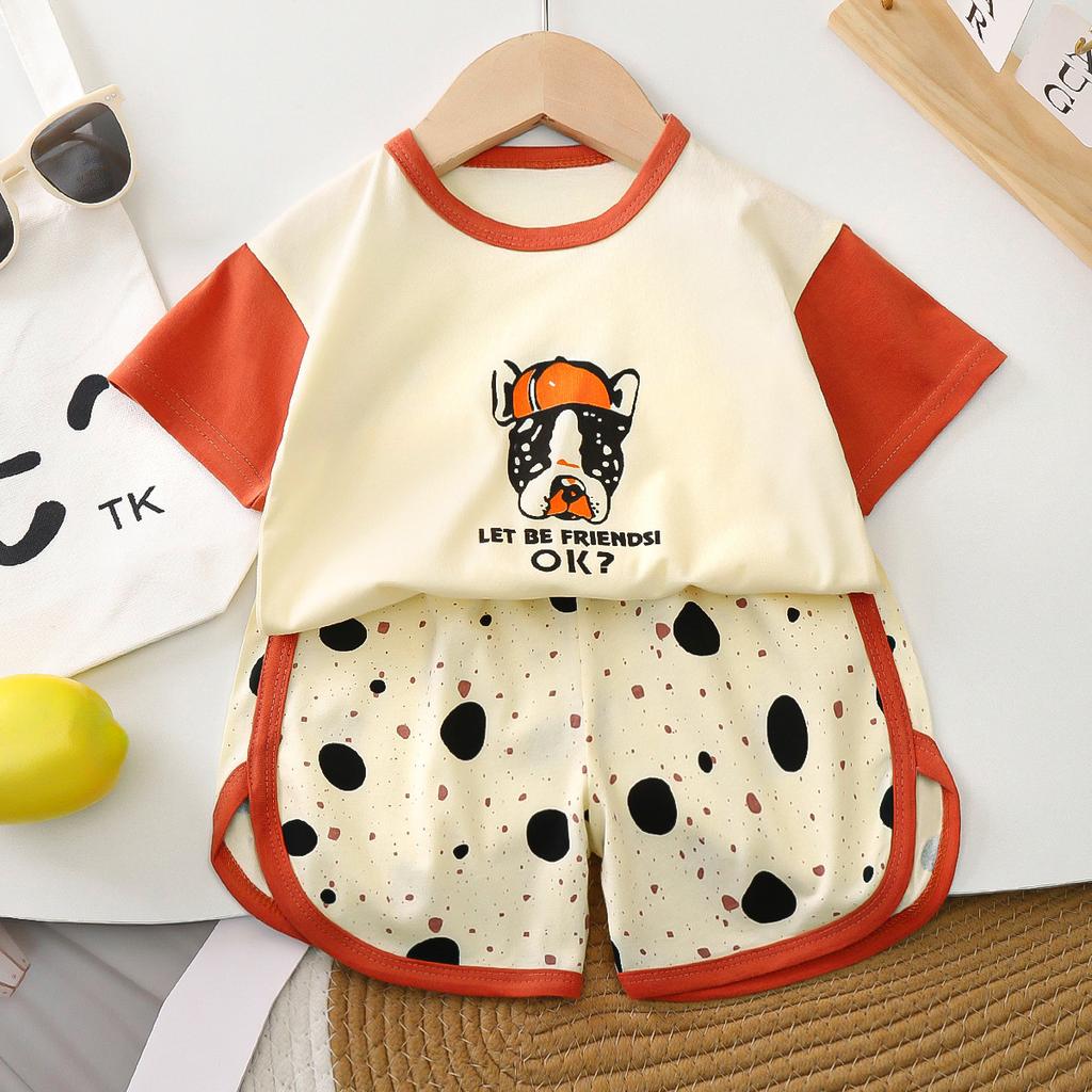Children's Short Sleeved Set Summer Boys' T-shirt Baby Summer Outfit Korean Girls' Two-piece Set