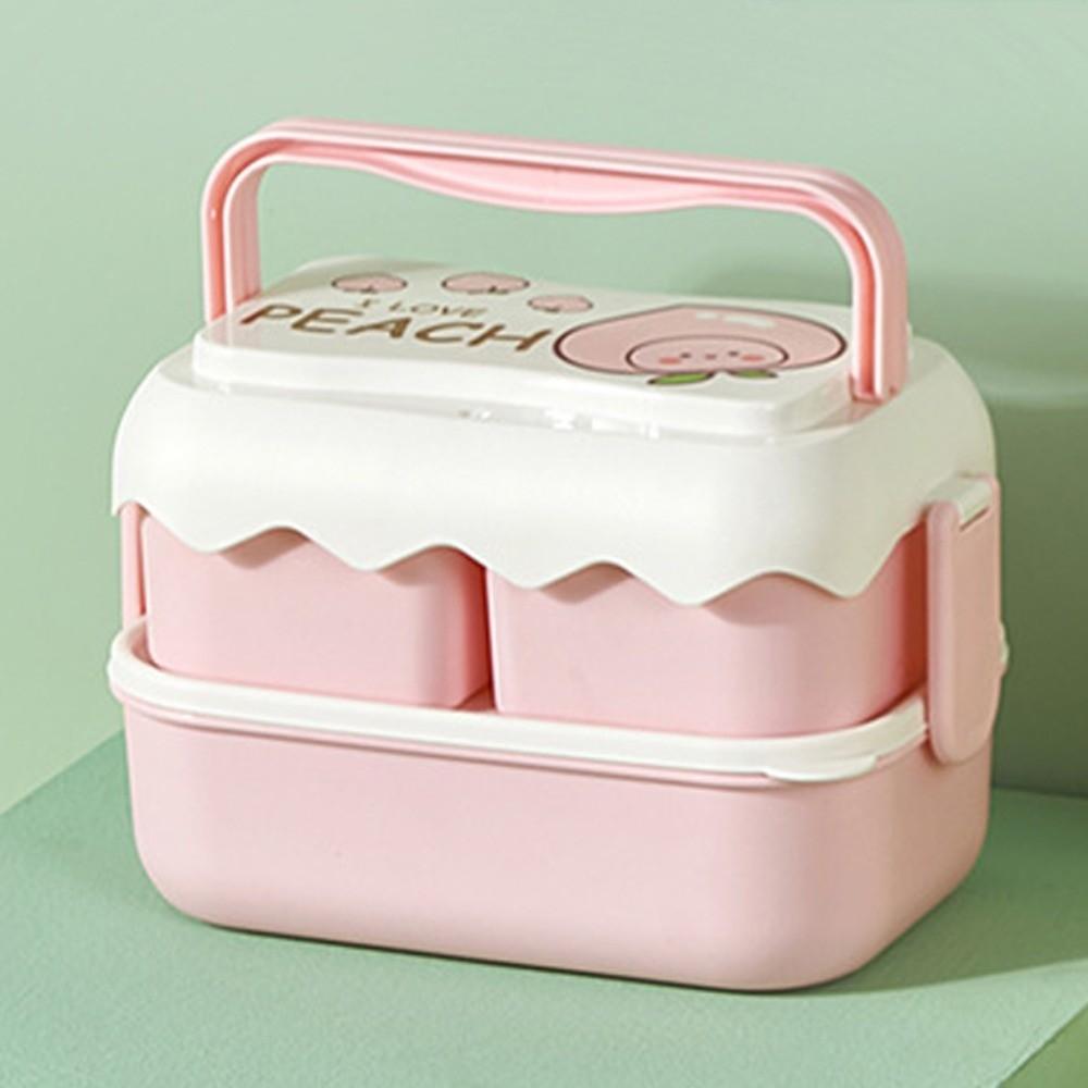 Double Layered Cartoon Lunch Box Drop-proof Compartment Lunch Box Plastic Lunch Box  Canteen