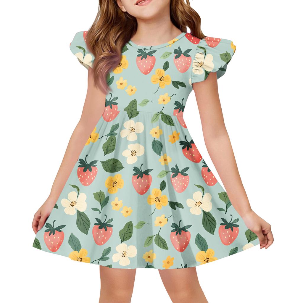 Girls' Summer Princess Dress , A,Line T,Shirt Dress Easter Day