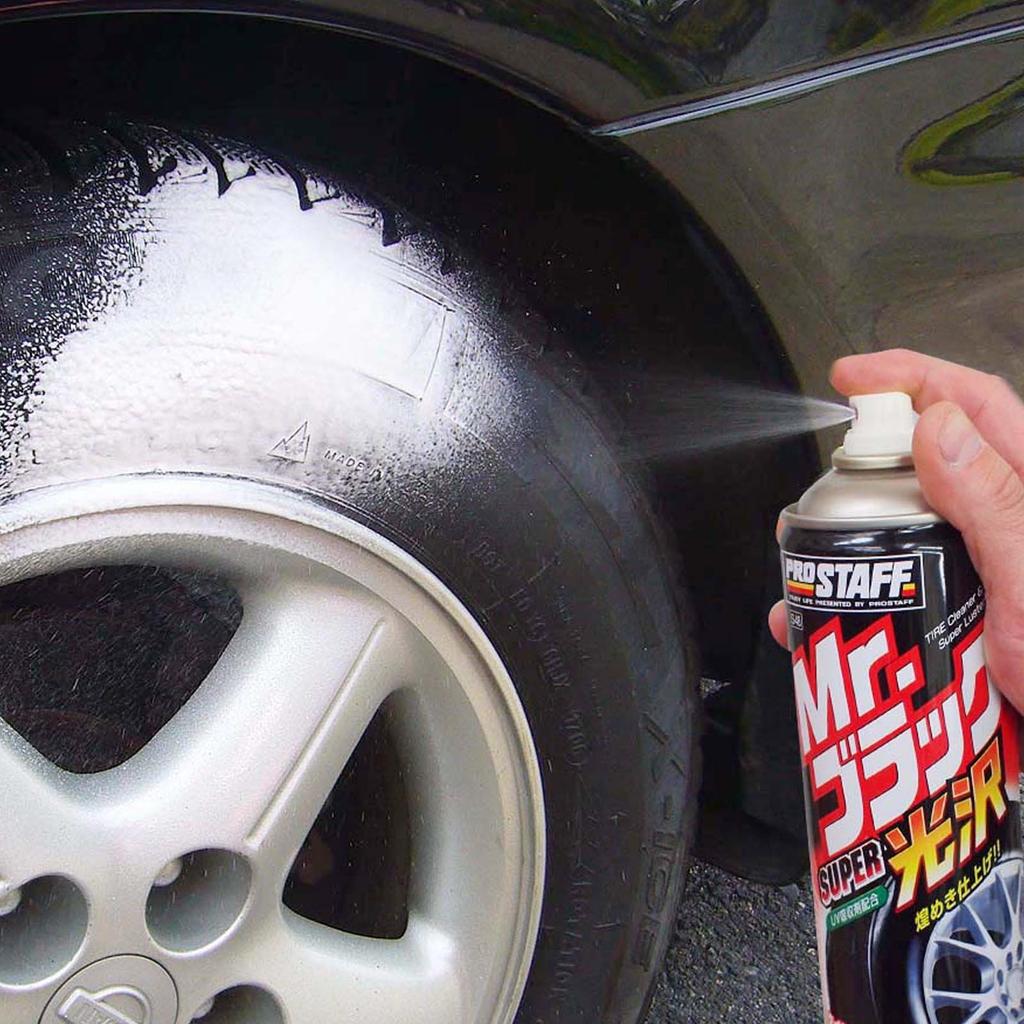 Prostaff Black Car Wash Tire Cleaner Super Mr. & Polisher, Gloss, 500ml, S-48
