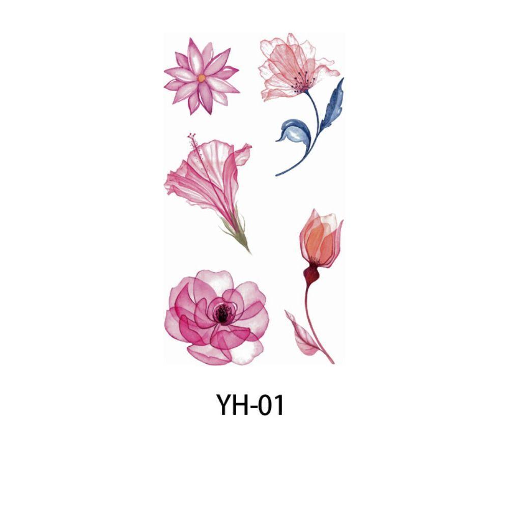 1 Sheet New Watercolor Flowers Tattoo Sticker Cherry Blossom Temporary Tattoo Water Transfer Body Art Decoration Petal Decals