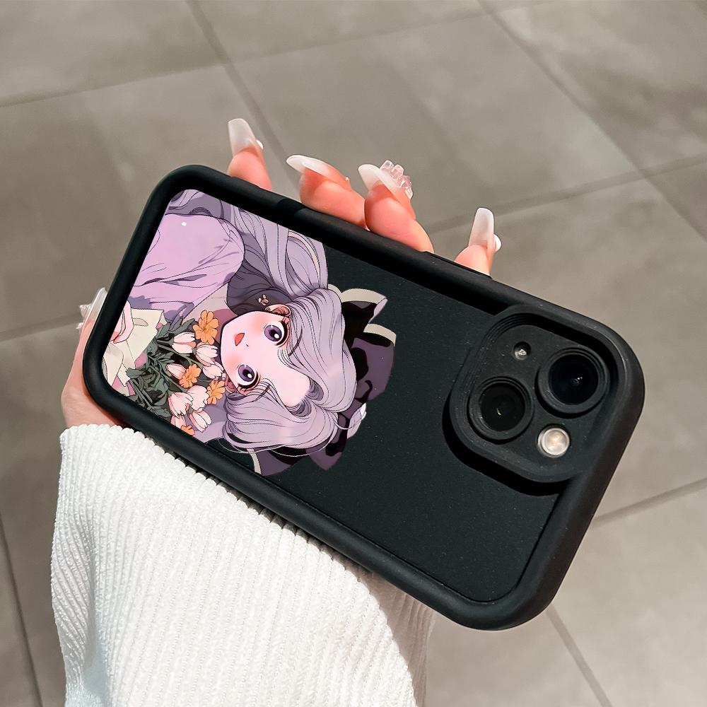 For iPhone 16 15 Pro Max Redmi Note 13 12 Pro Samsung S25 S24 S23 A15 A14 A16 A05 A06 Full Lens Protect Cartoon Girl Soft Silicone Shockproof Casing