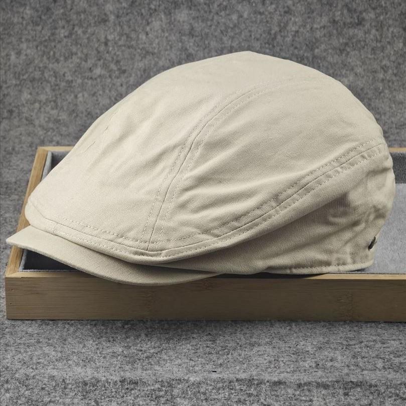 Japanese Style Pure Color Forward Hat for Women Retroeasiest for Match Large Head Circumference Beret Reversible Cotton British Style Painter Hat