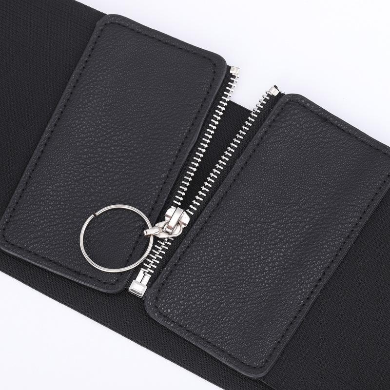 Elastic Belt Women'S Zipper Design Waist Skirt Waist Slim Fit Elastic Wide Waist Seal