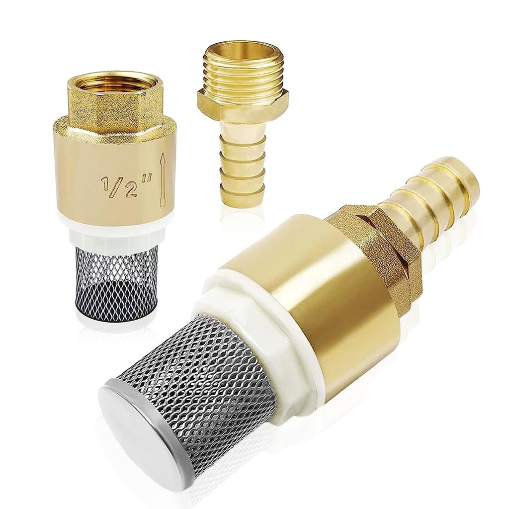 Check Valves 1/2 Inch Brass Foot Valve With Hose Connection Backflow Prevention Brass Check Valve Filter Bottom Valve