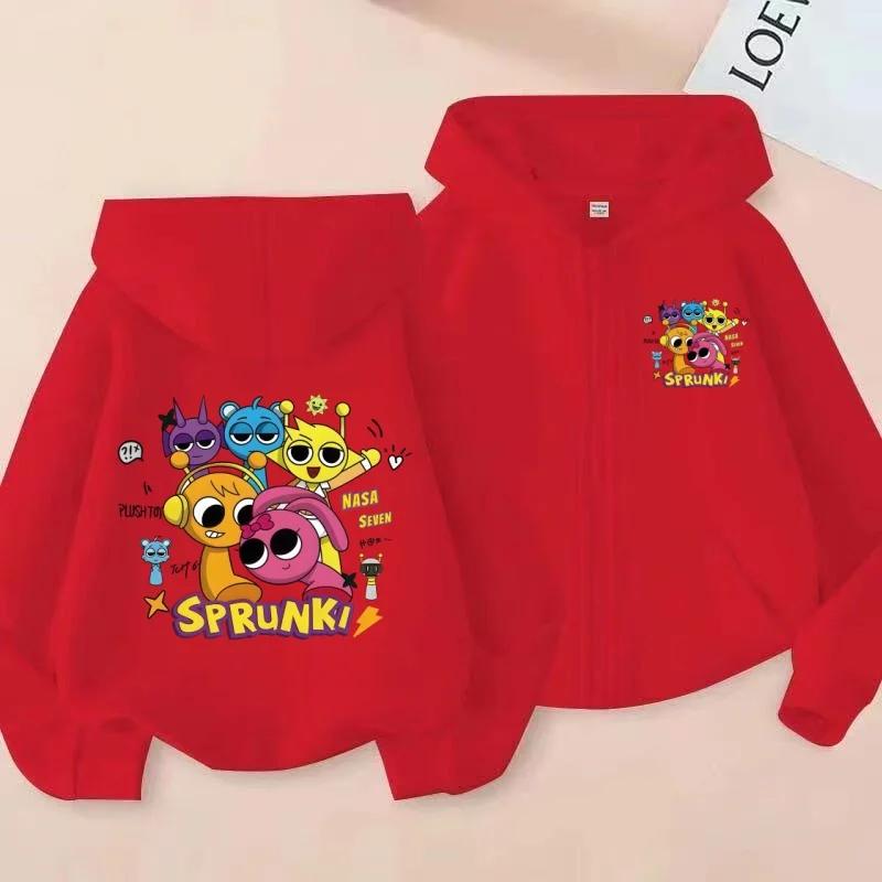 New Sprunki Rhythm Box Children's Zipper Hoodie, Unisex Cartoon Jacket for Boys and Girls, Fashion Trendy