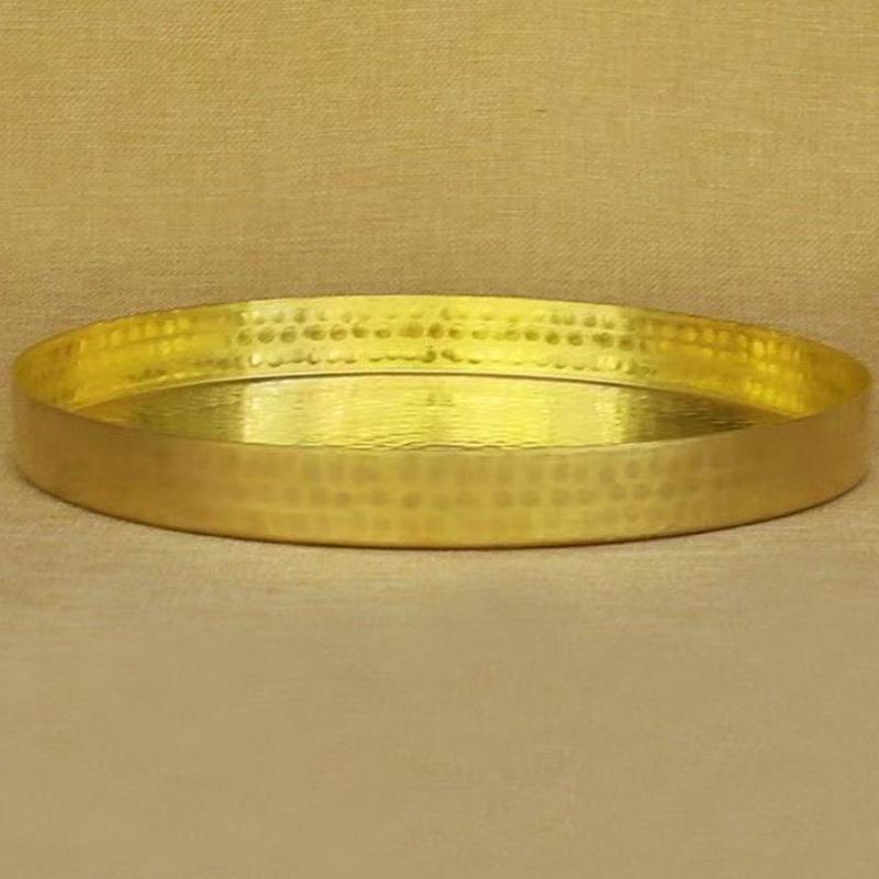 Multiple Sizes Round Shape Brass Fruit Tray,Retro Engraving Hammer Texture Home Cheese Food Plate,Snack Disc Table Decoration