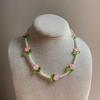 Neues Mode Süßes Tulpenblumen Halskette Armband Set Für Frauen Elegante Perlen Schlüsselbein Kette Halskette Party Schmuck Geschenk