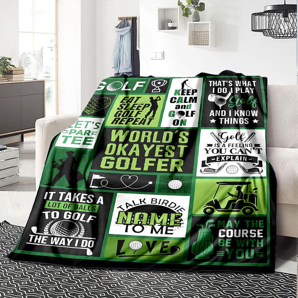 Golf Quotes And Sayings For Enthusiasts Lightweight Personalized Text Soft Warm Cozy Versatile For Sofa Couch Office Bed Picnics Four Seasons