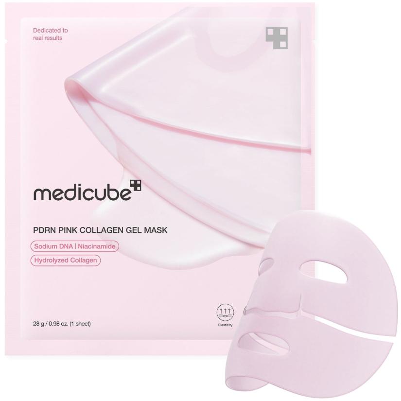 MEDICUBE PDRN Pink Kollagen Gel Maskenpackung 4 Stück - Feuchtigkeitsspendend & Straffend Koreanische Hautpflege