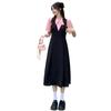 Plus Size Faux Two-Piece Spliced Design Slimming Little Black Dress for a Flattering Summer Look