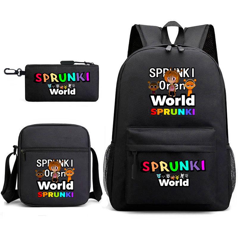 New rhythm box game merchandise primary school bag sprunki cartoon starry sky backpack 3-piece set D