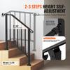 VEVOR Handrails for Outdoor Steps, 2-3 Step Stair Hand Rail Kit, Transitional Carbon Steel Railings with Installation Kit, Stair Rails for Seniors