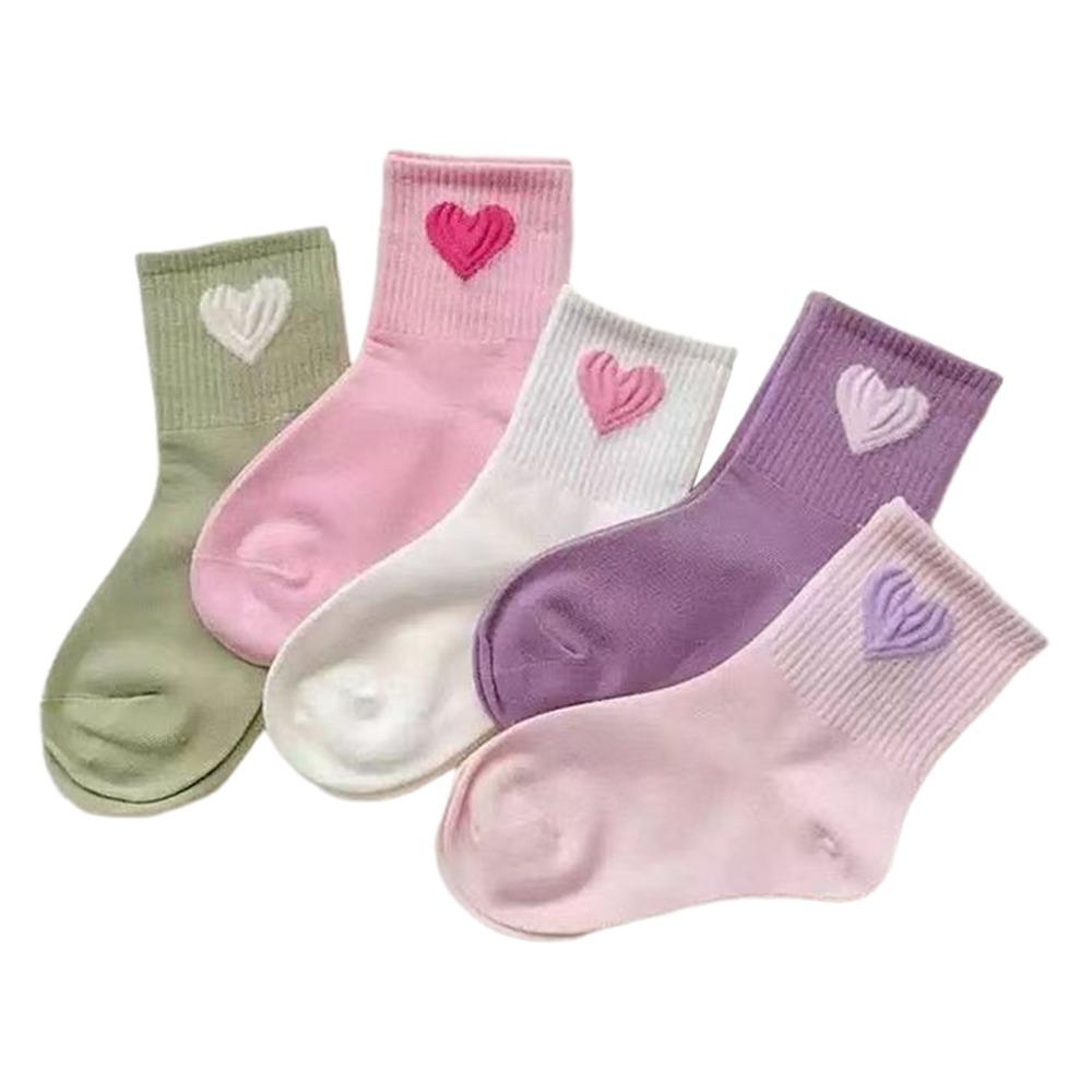 

Cotton Crew Socks Korean Athletic Socks Wrinkle-Resistant Toddler Socks For Girls S-5Pairs