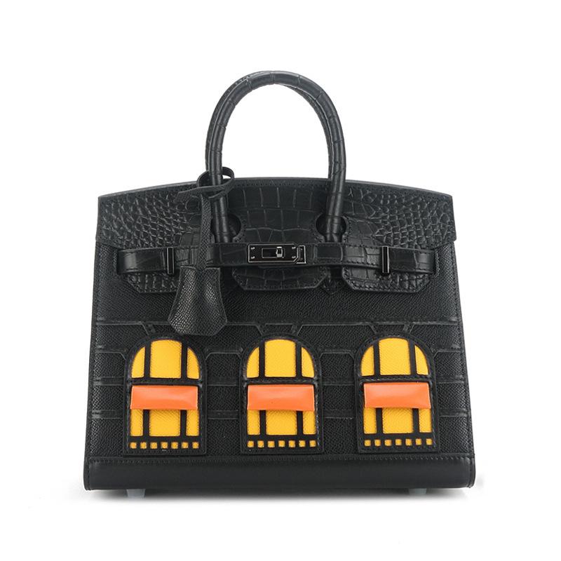 High-grade Cowhide String Matching Handheld String Bag Leather Retro Dyed Handbag Card Wallet Simple Single Leather Bag