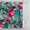 Bohemian Shower Curtain Tropical Jungle Wildlife Bathroom Set Modern Pink Aesthetic Parrot Floral Bathroom Curtain With Hooks