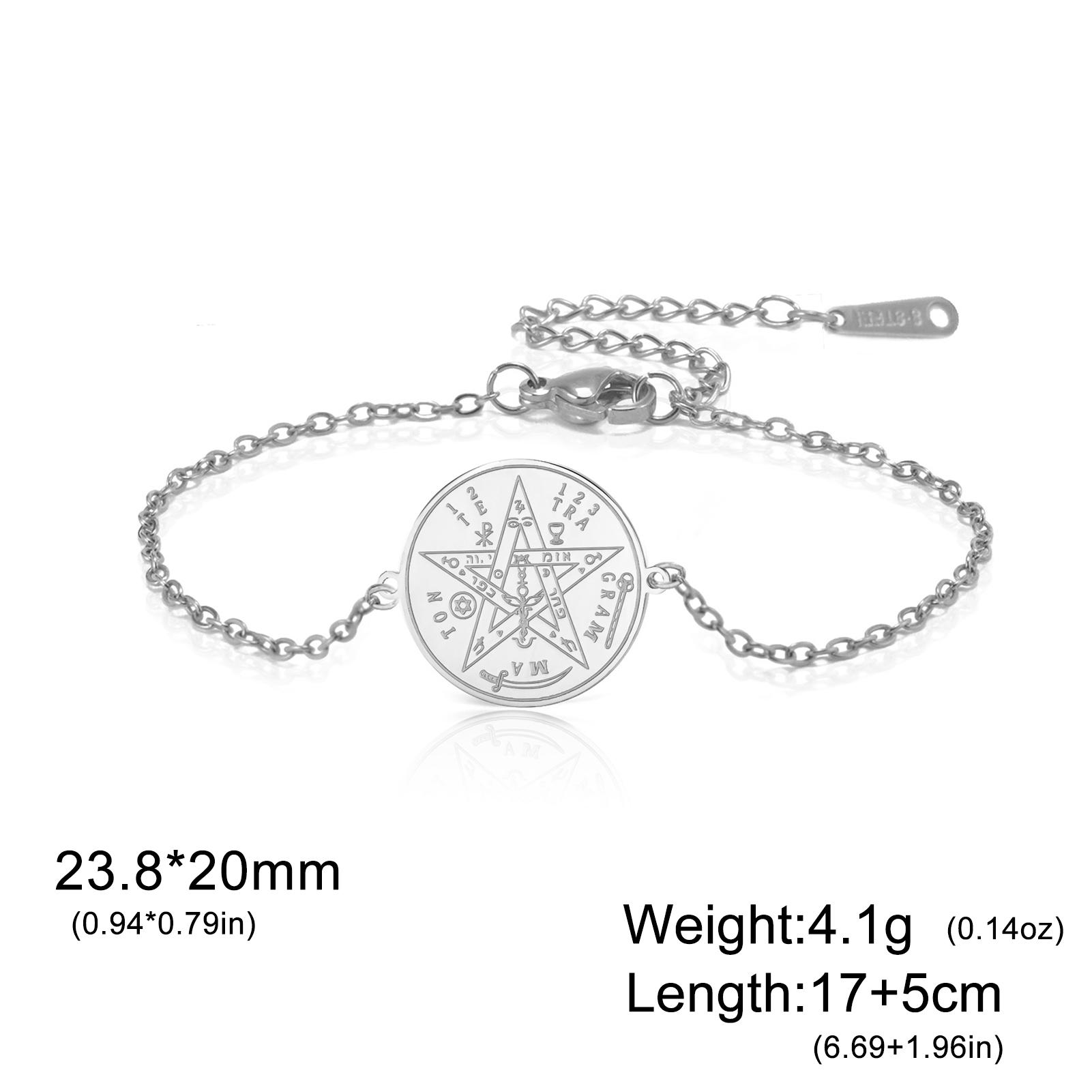 

Cazador Tetragrammaton Bracelet for Women Men Stainless Steel Amulet Vintage Pentagram of Solomon Bracelet Jewelry Gift 2026 17-22cm
