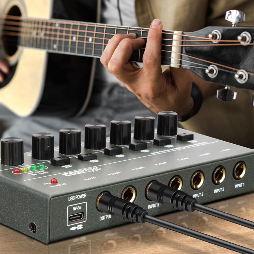 4/6/8 Channels Line Mixer Easy Operation TYPE-C 5V 2A Keyboards Mixer Bass Mixer Perfect for Small Clubs and Bars for Sub-Mixing