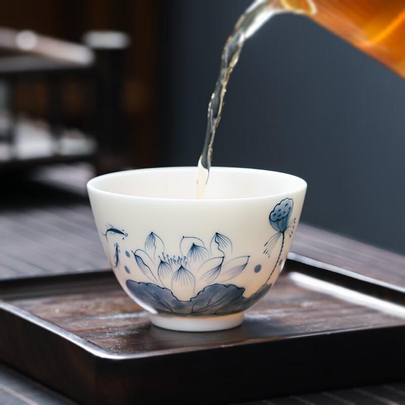 MULTIPOTENT Hand-Painted Porcelain Lotus Tea Cup Gift Set