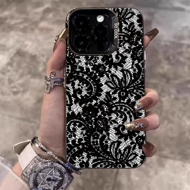

Fashion Lace Black Laser Phone Case For Samsung Galaxy S26 A16 A26 A24 A36 A35 A56 A55 A54 S25 FE S24 Ultra S23 Plus S22 Cover Galaxy A34 5G