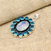Milky Opal, Blue Topaz Gemstone 925 Sterling Silver Handmade Antique Jewelry Gift For Mother Pendant