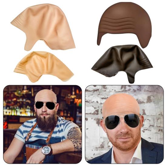 Halloween Cosplay Bald Cap Reusable Costume Makeup Bald Head Cover Adults Men Women Hat Party