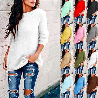 Loose and Casual Style Pure Cotton Round-neck Knitted Sweater with Pullover