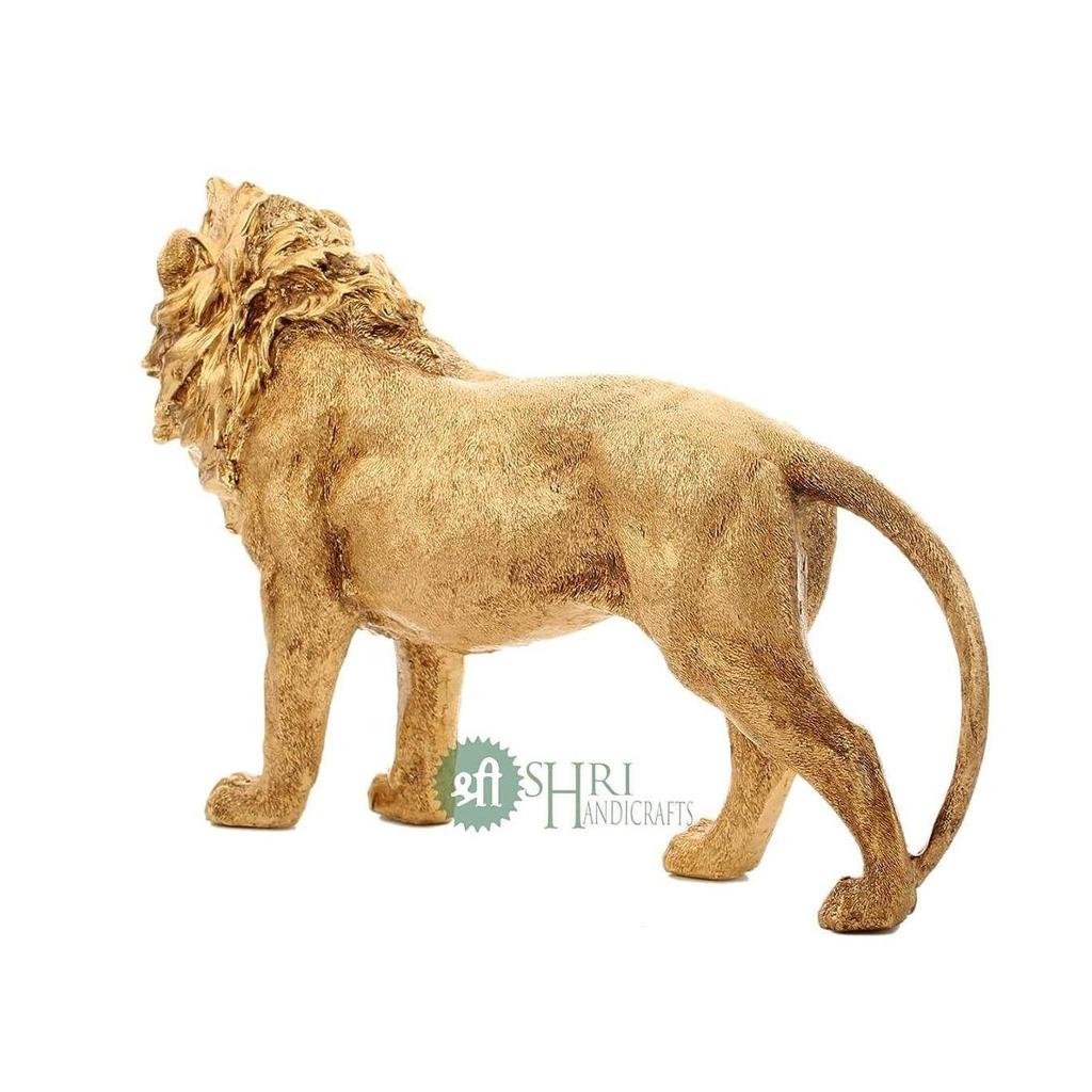 Resin 7" Animal Lion Sculpture Statue Handcrafted Decorative Showpiece Idol for Home & Office Decor Figurine (Brown)