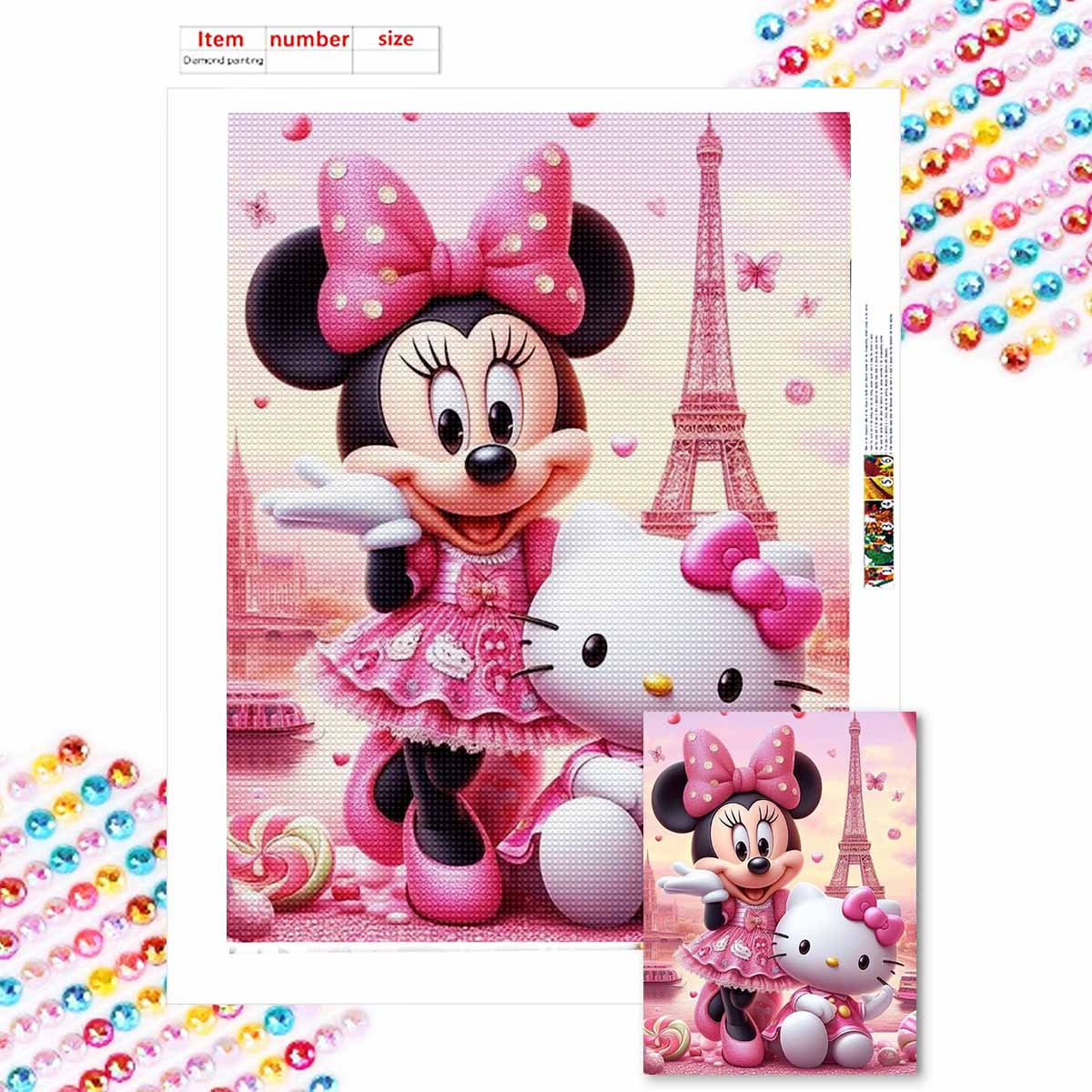 

Наборы для алмазной мозаики 5D для взрослых, наборы с полными круглыми кристаллами Минни для начинающих для украшения стен дома Round 20x30cm