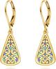 Brincos femininos em ouro 14K com nó celta / cravação em fio, joia requintada, adequados como presente para o Natal, aniversário ou Dia da Mãe.