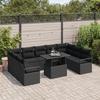 VidaXL Ensemble de Canapé de Jardin 10 Pièces avec Coussins Noir Poly Rattan 3348889