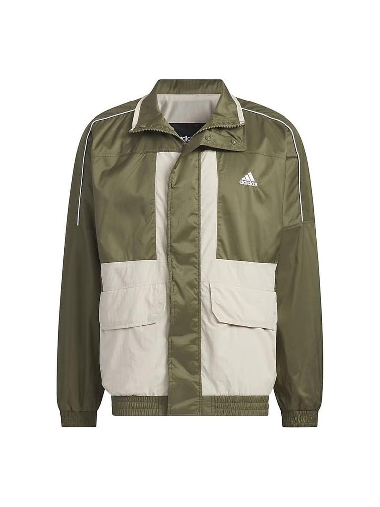 Adidas IJM07 Oversized Fit Woven Jersey Olive Beige Size Men's Full-Zip Top, Strata/Wonder (IK7353), J/L