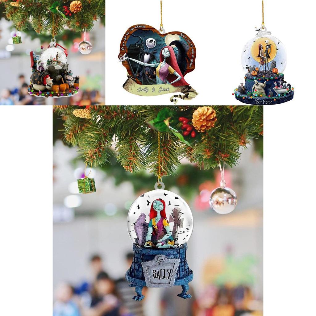 Nightmare Before Christmas Jack Sally Xmas Tree Acrylic Pendant Decoration