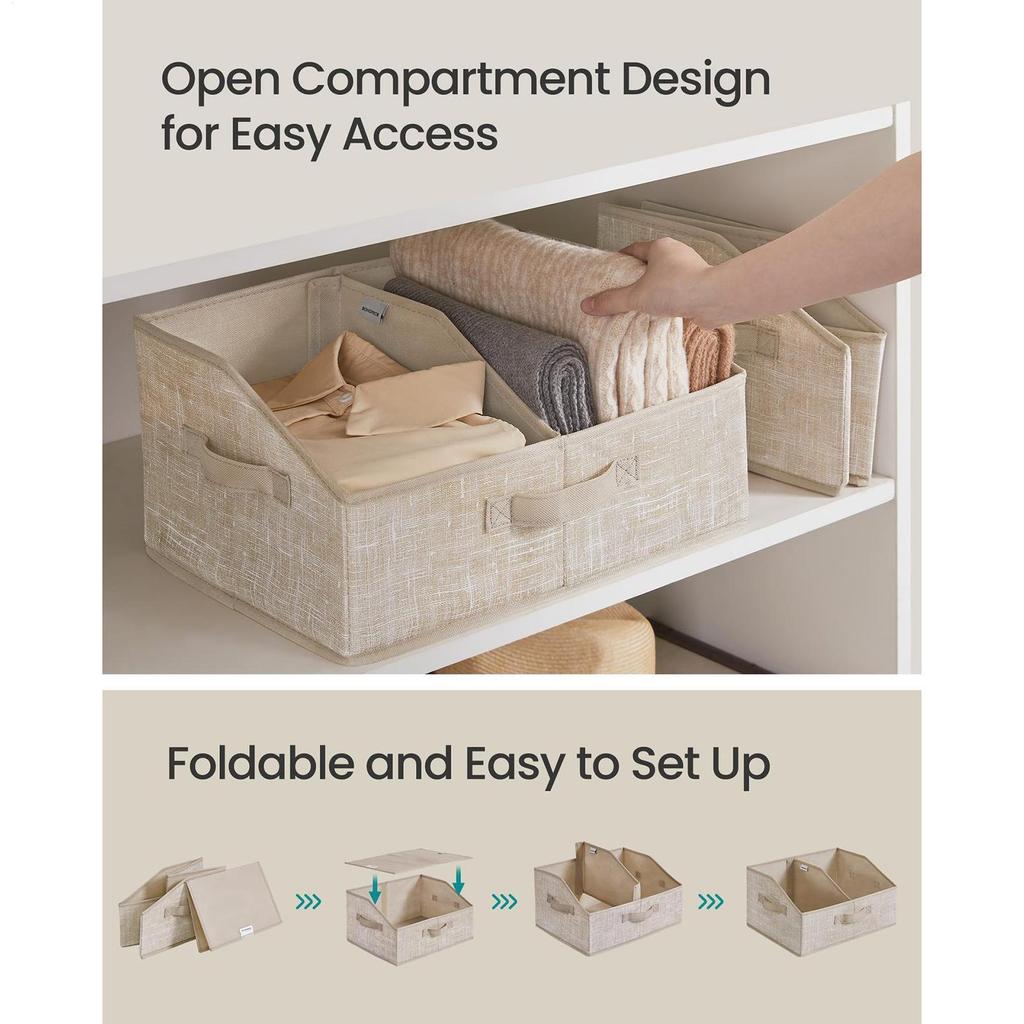 Storage Baskets for Organizing with 3 Handles Removable Dividers Fabric Basket Storage Bins for Living Room Bedroom Bathroom