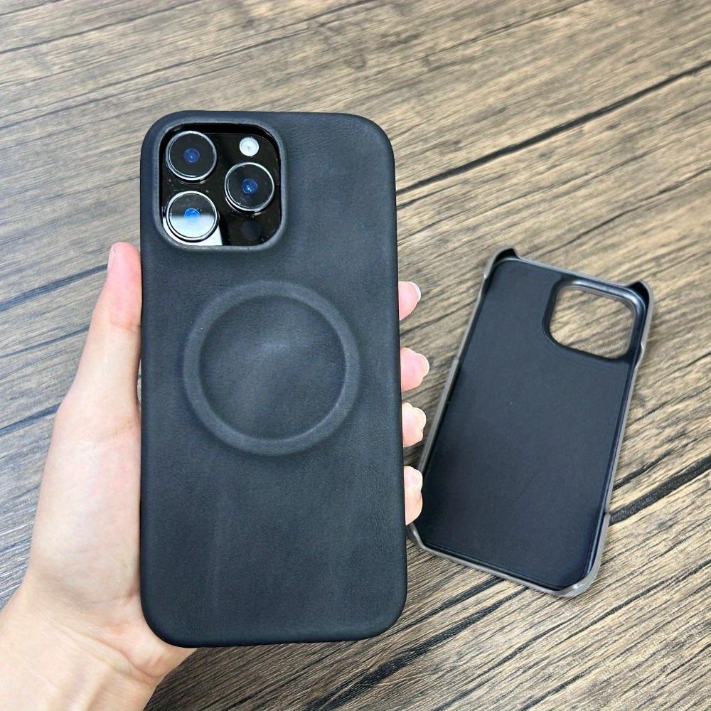 Luxury Magnetic Wireless Charge Phone Case for Iphone 16 15 14 13 Pro Max Faux Leather Protection Cover
