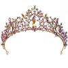 Baroque Vintage AB Colors Crystal Wedding Crown for Princess Bridal Diadem Tiaras Headbands Prom Pageant Flower Hair Jewelry