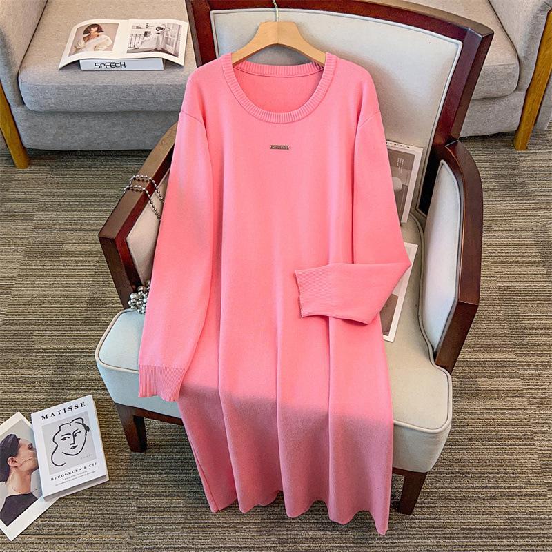 Plus Size Women's Loose Round Neck Sweater Dress - Bust 150/160, Fits up to 350 jin, Style 8021