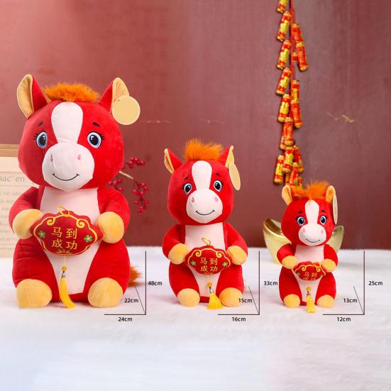 Horse Plush Doll Year of the Horse Plush Toy 2026 Success Pony Doll Traditional PP Cotton Stuffed Animal Festive Gift for All Ages