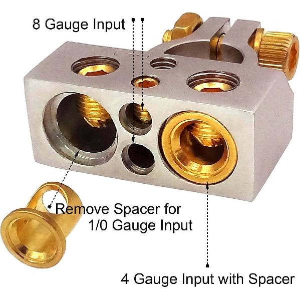 Battery Terminal Connectors, 0/2/4/6/8/10 AWG Battery Terminals, Heavy Duty Car Battery Terminal, Top Post Multiple Marine Superior Connectivity Long