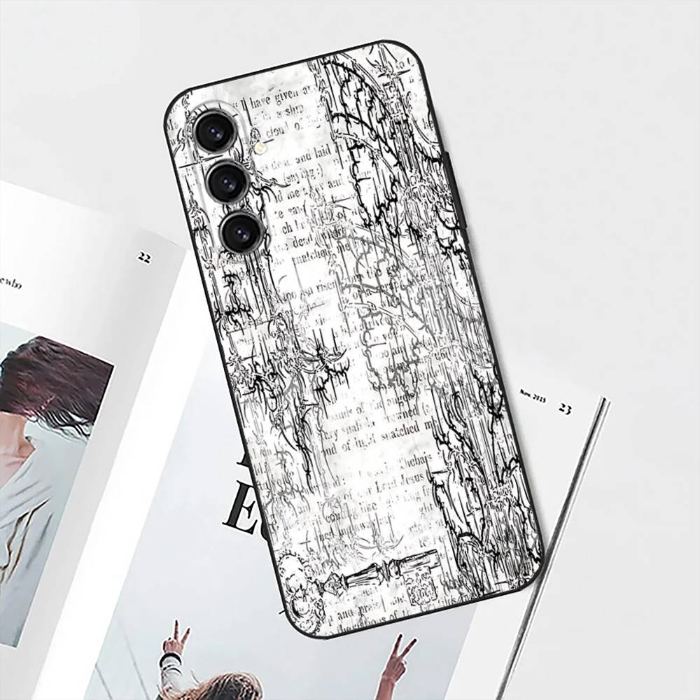 Gothic Cyber Sigil Cross Phone Case For Samsung S25,S24,S21,S22,S23,S30,Ultra,S20,Plus,Fe,Lite,Note,10 Black Soft Shell